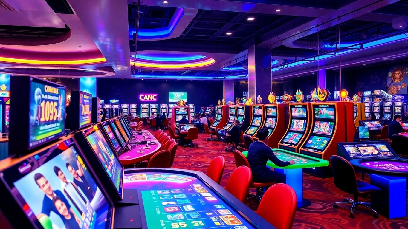 Colorful gaming tables at a Malaysian online casino.