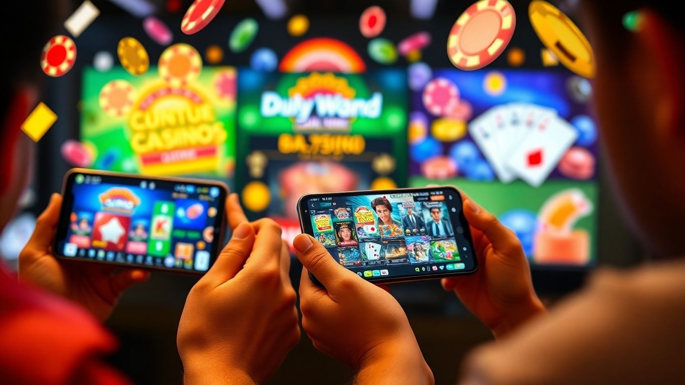 Players enjoying mobile casino games on their devices.