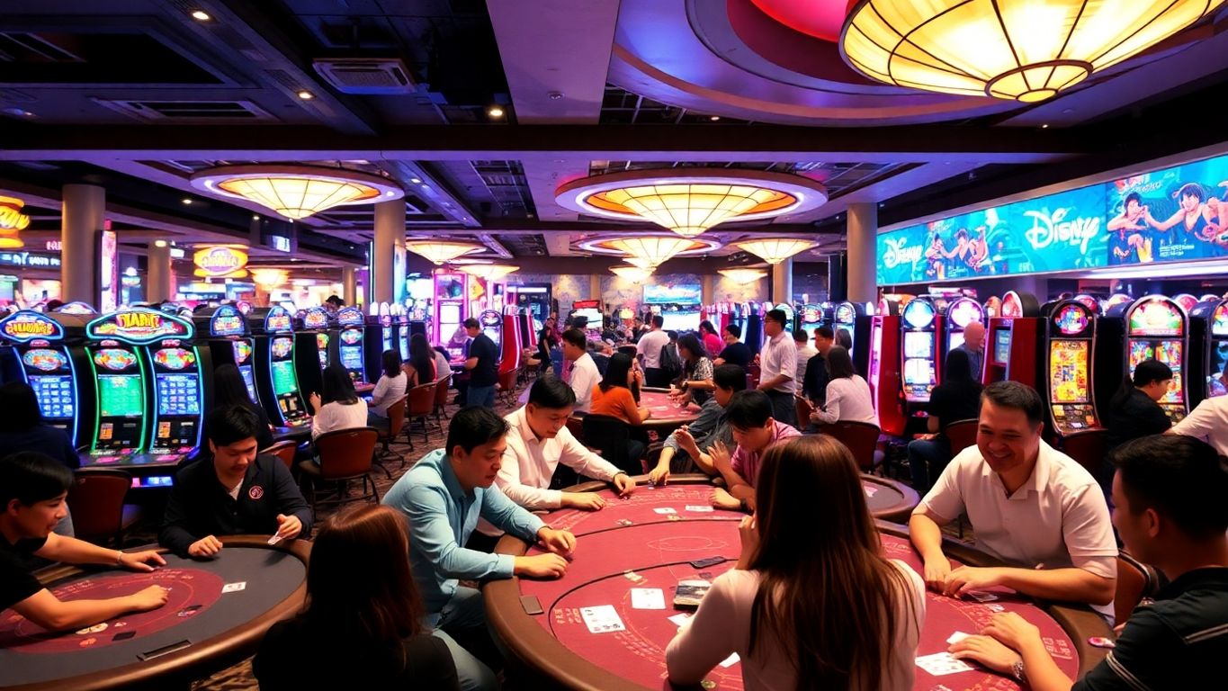 Lively casino scene with players enjoying games and excitement.