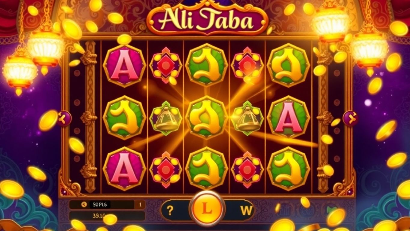 Ali Baba slot game with coins and magical lamps.