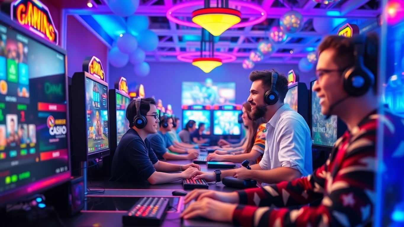 Gamers immersed in online gaming and gambling activities.