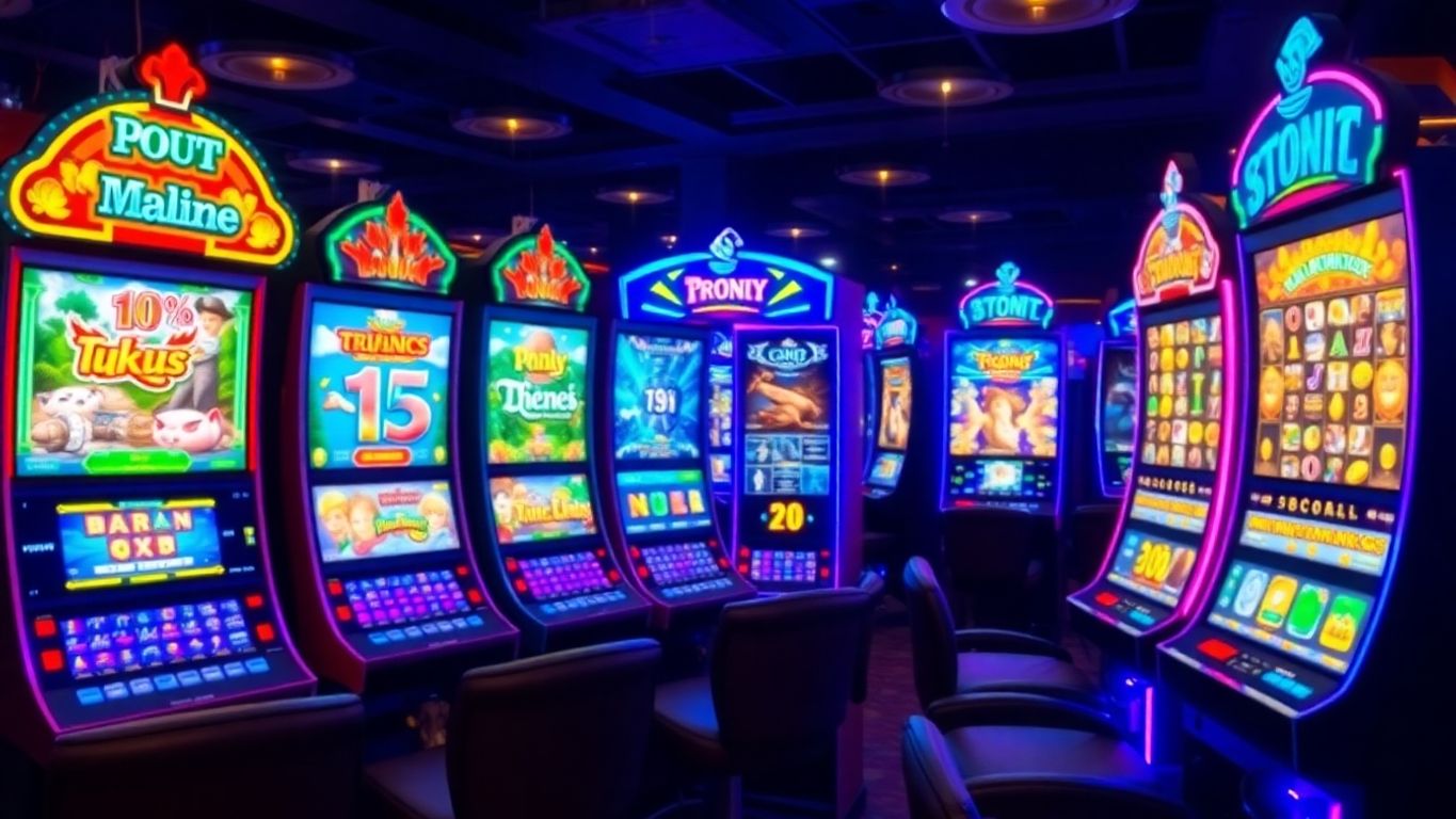 Colorful Playtech slot machines in a casino setting.