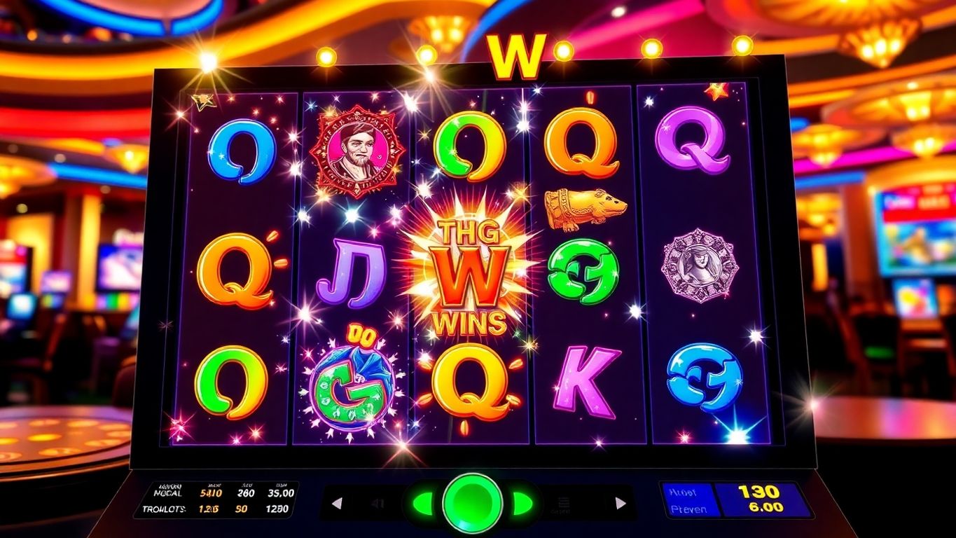 Colorful online slot machine with vibrant reels and symbols.