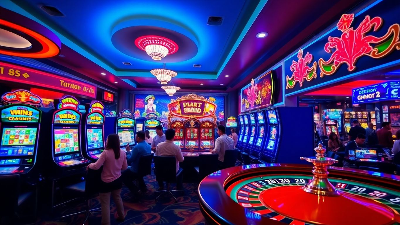 Colorful online casino games with players enjoying the experience.