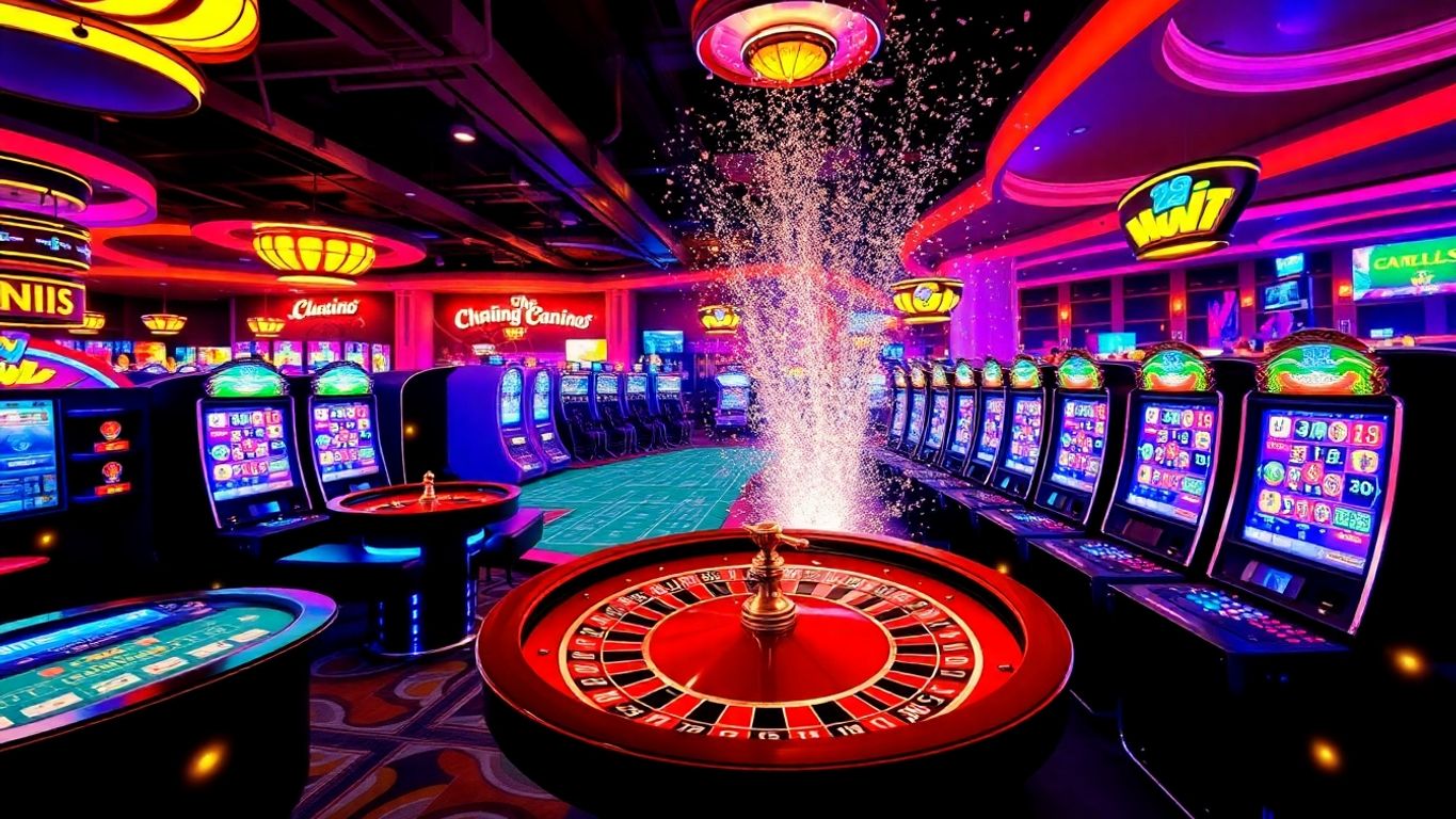 Colorful online casino gaming elements with excitement and thrill.