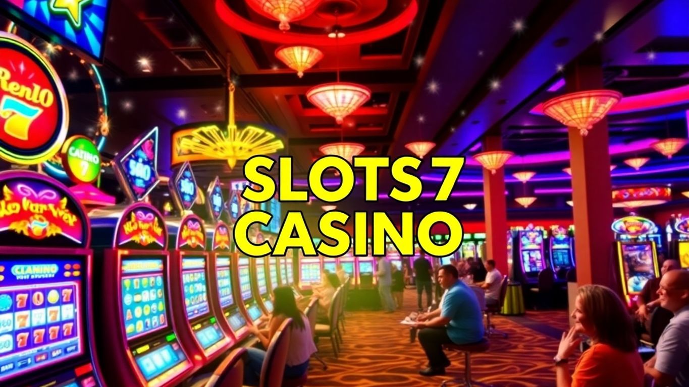 Colorful slot machines in a lively casino atmosphere.