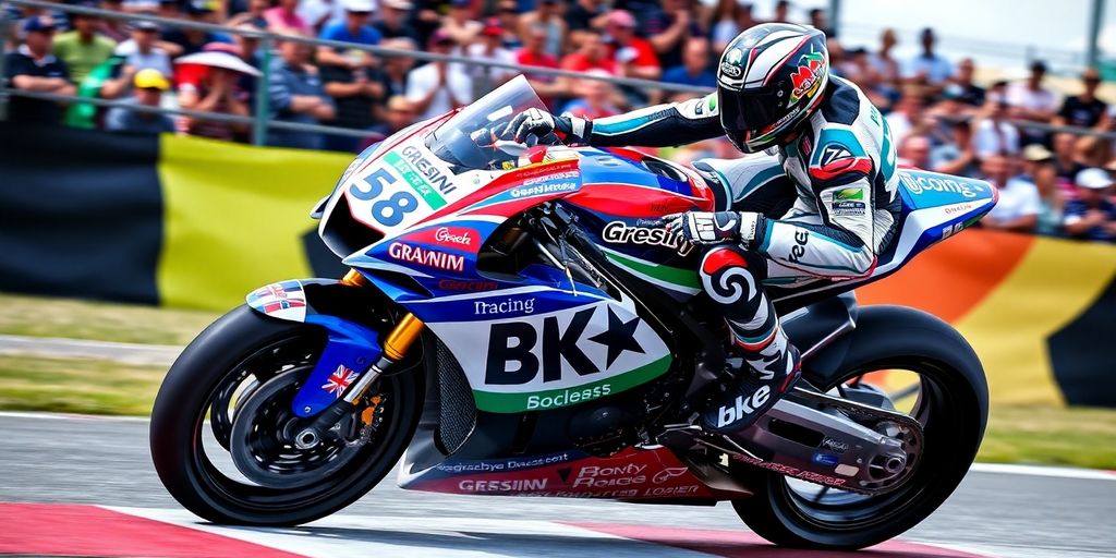 Gresini Racing bike with BK8 logo on the track.